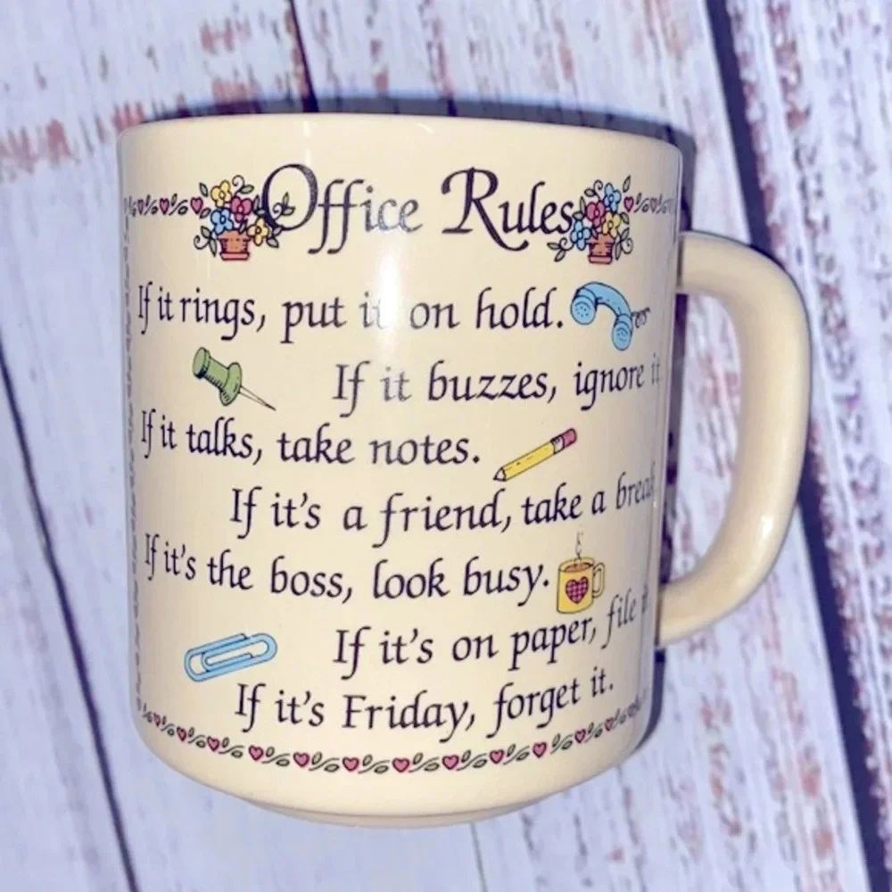Vintage office rules coffee mug